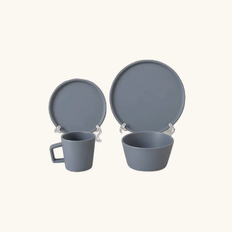 16-Piece Modern Grey Dinnerware Set