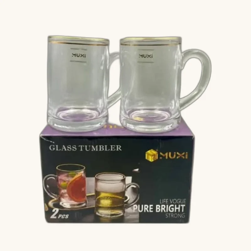 2-Piece Clear Glass Mug Tumbler Set
