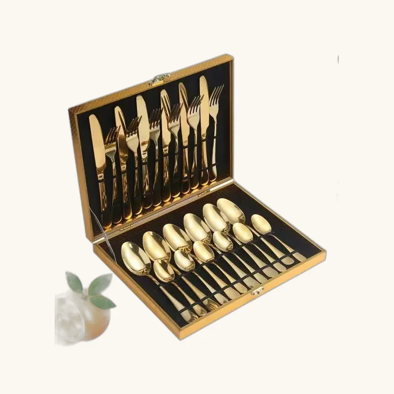 24-Piece Gold Stainless Steel Flatware Tableware Set
