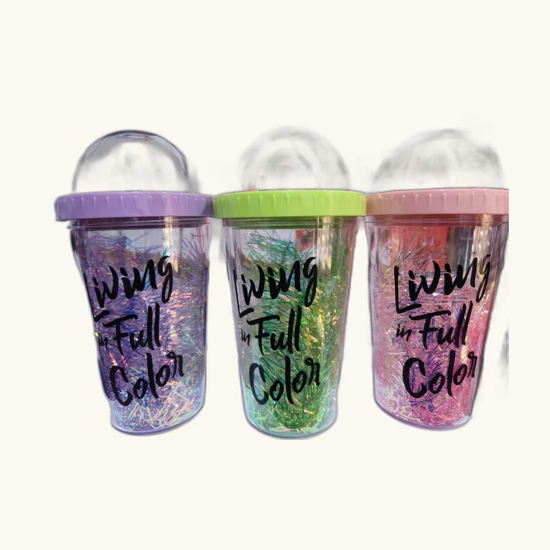 3-Piece Glitter Tumbler Set with Rainbow Dome Lids