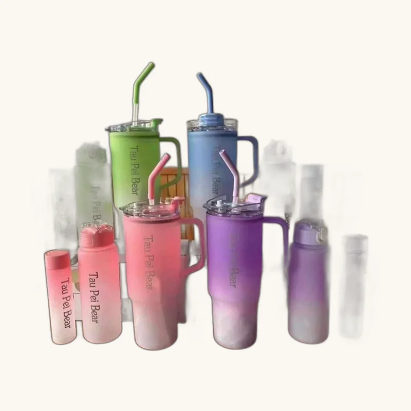 Gradient Frosted Motivational Sports Water Bottle Set