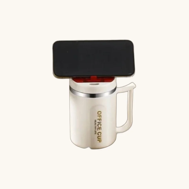 Stainless Steel Office Insulated Mug with Phone Holder